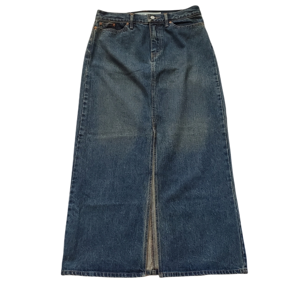 nwt GAP Long Maxi Front Split Denim /  Blue Jean Skirt 10
